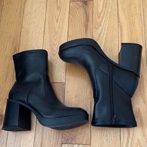 Mix No. 6 Black Platform Block Heel Ankle Boots